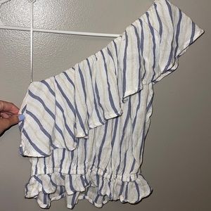small, striped one shoulder top